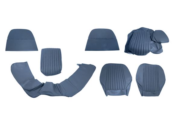 Triumph Stag Leather Faced Front Seat Cover Kit - Mk1 - UK & European - Non Headrest Per Vehicle - Shadow Blue (Plain Flutes) - RS1639SBLUE LF